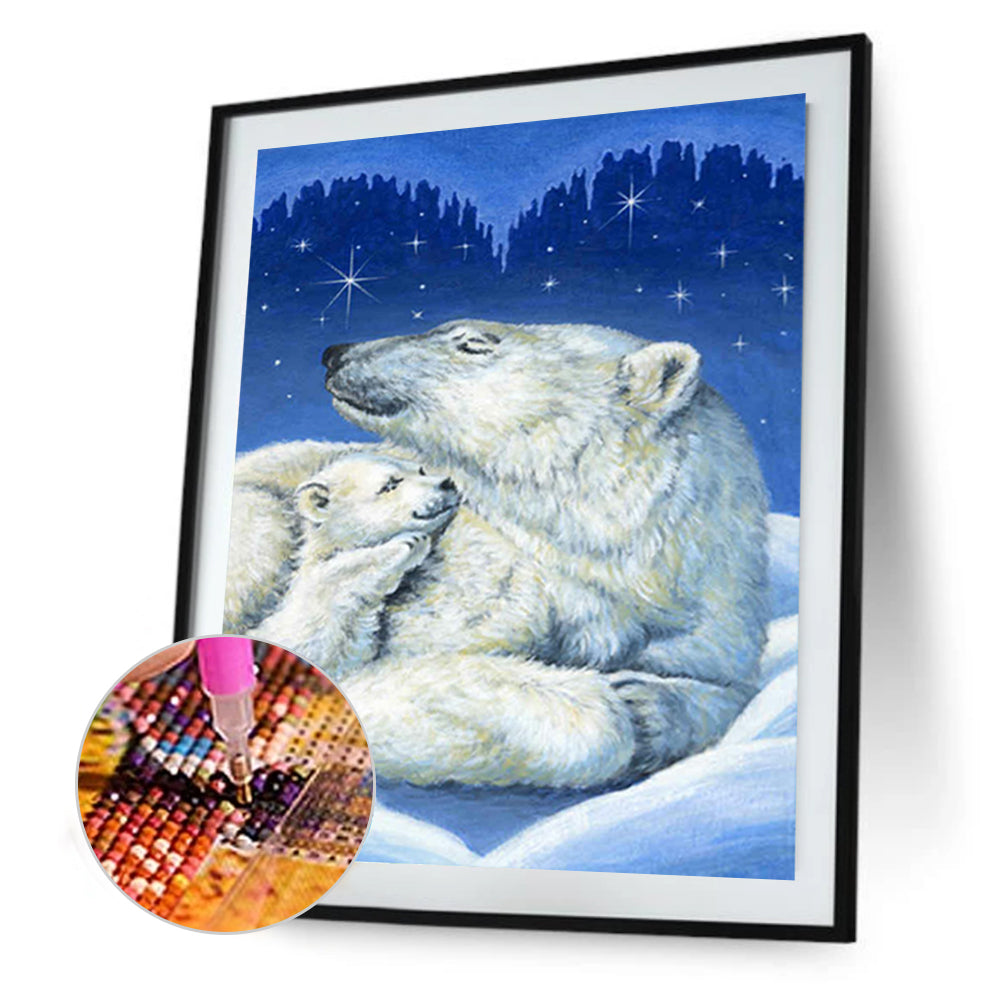 Polar Bear Mother And Child - Full Round Drill Diamond Painting 30*40CM