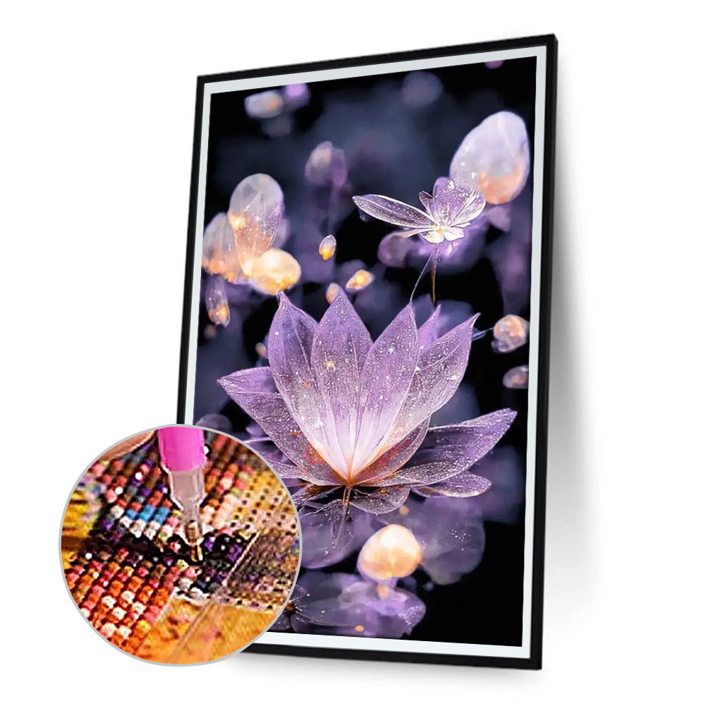 Water Drop Lotus - Full Round Drill Diamond Painting 40*70CM