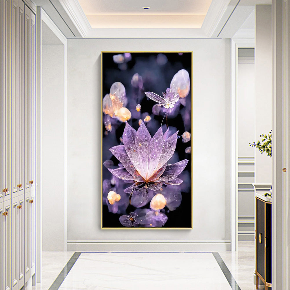 Water Drop Lotus - Full Round Drill Diamond Painting 40*70CM