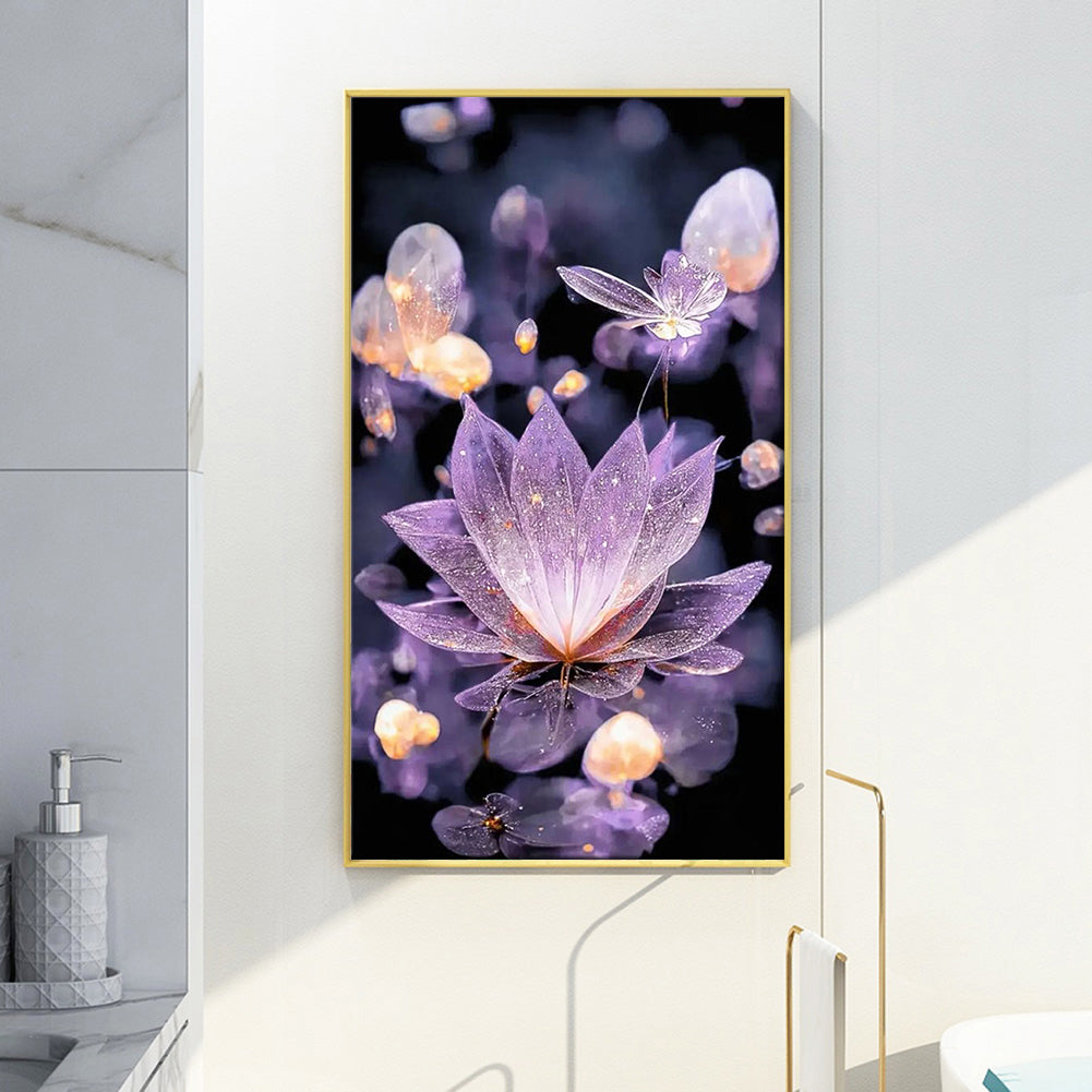 Water Drop Lotus - Full Round Drill Diamond Painting 40*70CM