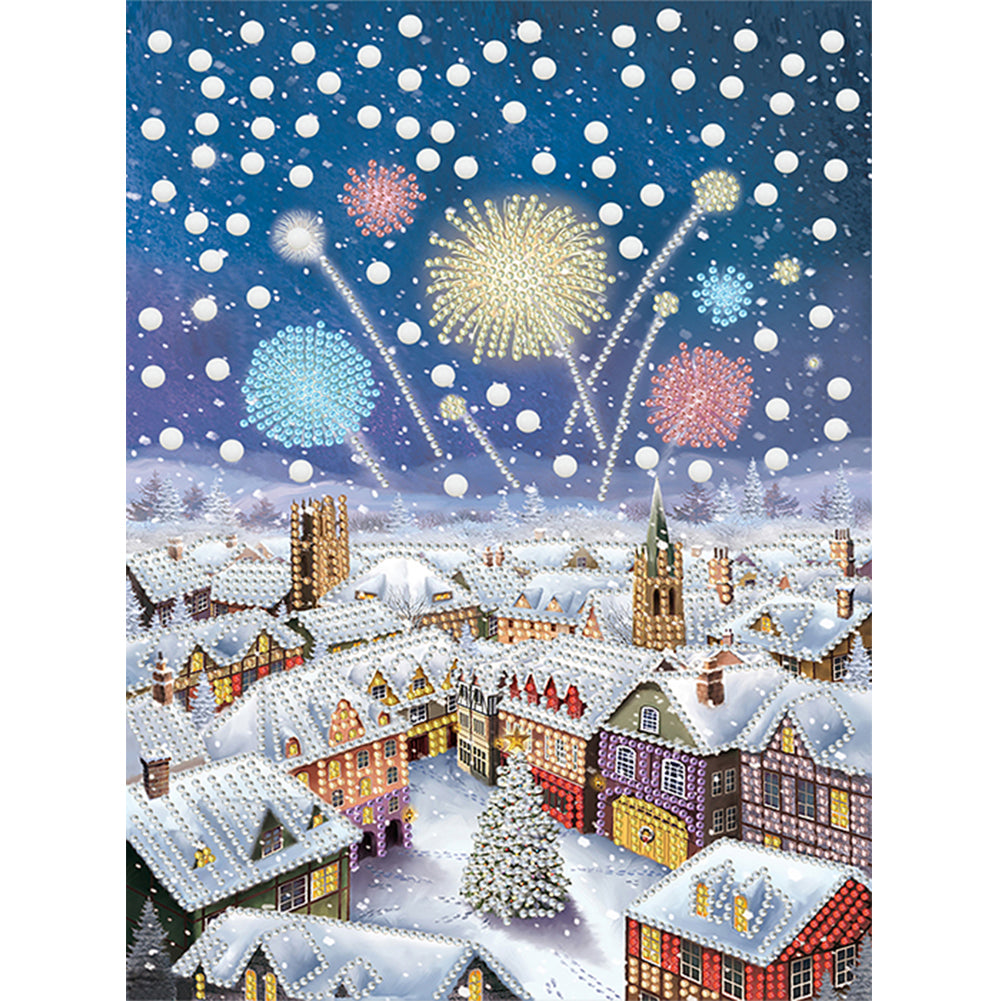 Christmas Fireworks Village - Special Shaped Drill Diamond Painting 30*40CM