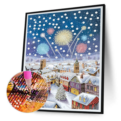 Christmas Fireworks Village - Special Shaped Drill Diamond Painting 30*40CM