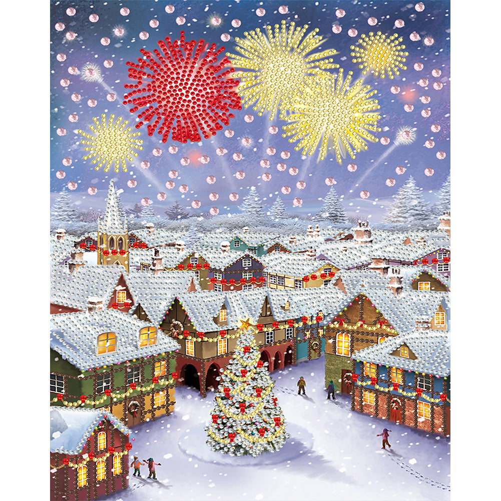 Christmas Fireworks Village - Special Shaped Drill Diamond Painting 30*40CM