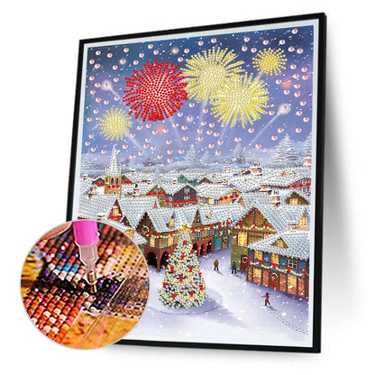 Christmas Fireworks Village - Special Shaped Drill Diamond Painting 30*40CM