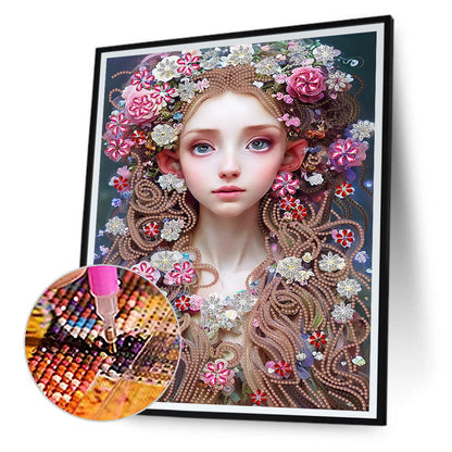 Flower Girl - Special Shaped Drill Diamond Painting 30*40CM