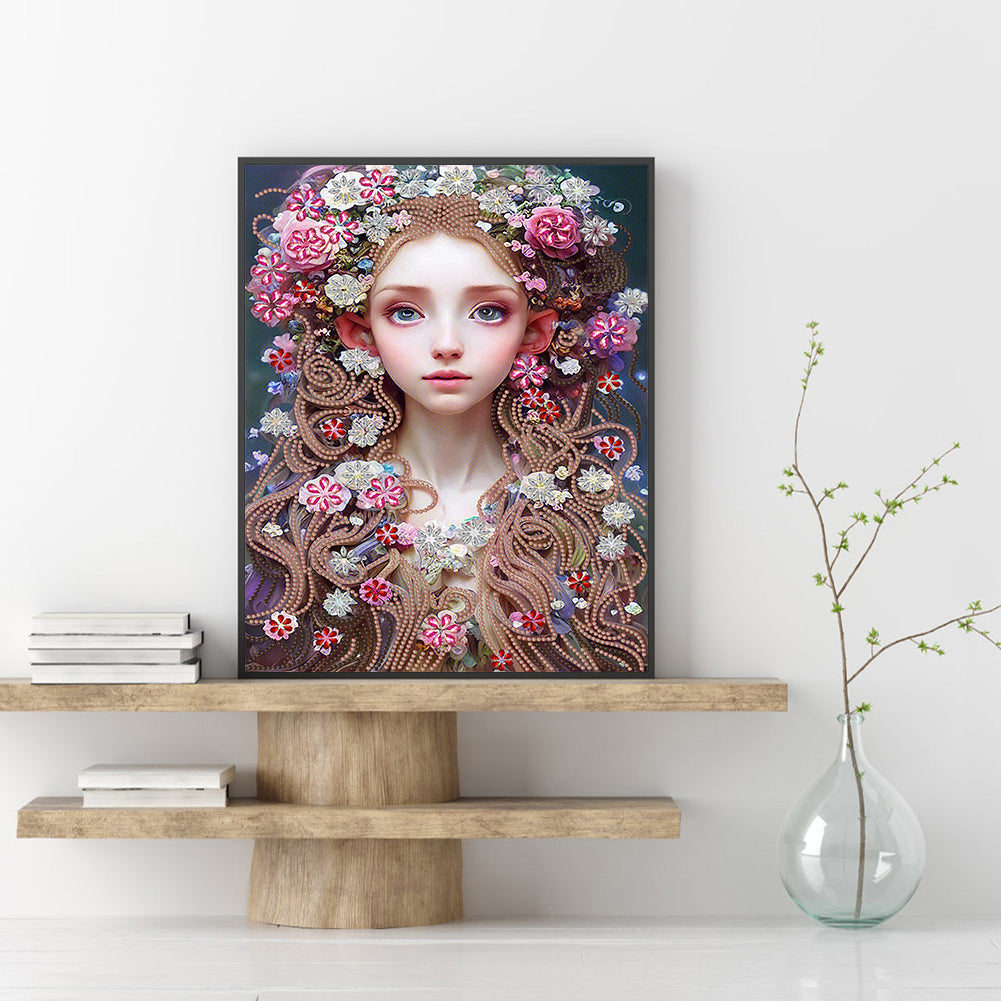 Flower Girl - Special Shaped Drill Diamond Painting 30*40CM