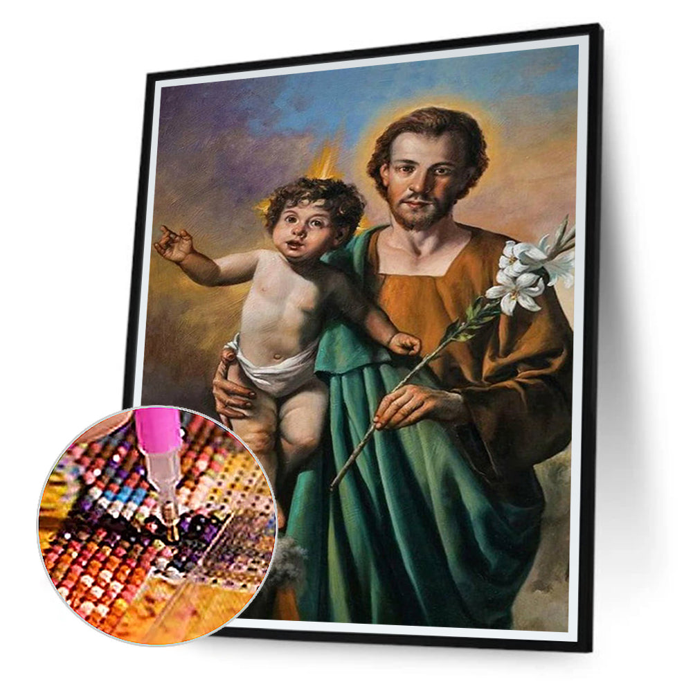 Religion Virgin Jesus - Full Round Drill Diamond Painting 30*40CM