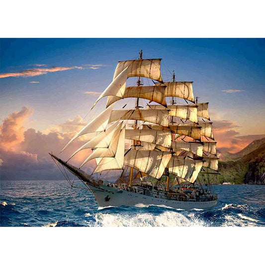 Sailing Boat 50*40CM(Canvas) Full Round Drill Diamond Painting