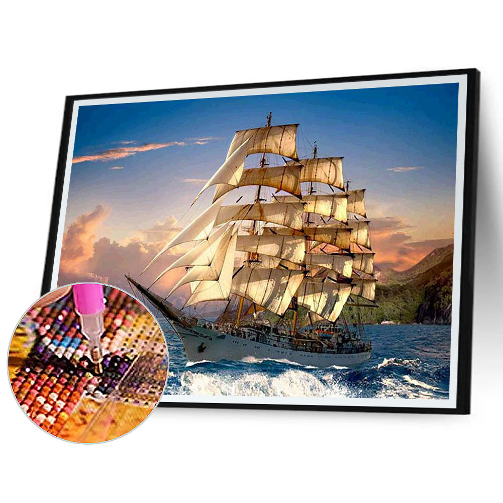 Sailing Boat 50*40CM(Canvas) Full Round Drill Diamond Painting