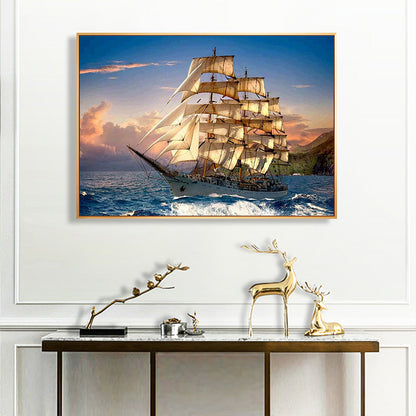 Sailing Boat 50*40CM(Canvas) Full Round Drill Diamond Painting