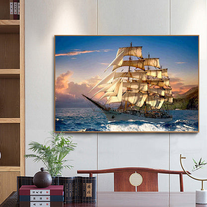 Sailing Boat 50*40CM(Canvas) Full Round Drill Diamond Painting