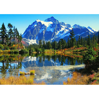 Alpine Lake 50*40CM(Canvas) Full Round Drill Diamond Painting