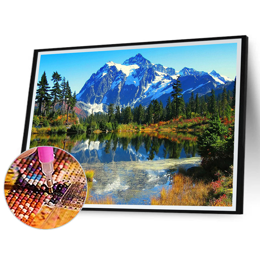 Alpine Lake 50*40CM(Canvas) Full Round Drill Diamond Painting