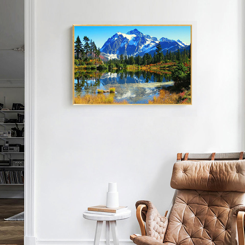 Alpine Lake 50*40CM(Canvas) Full Round Drill Diamond Painting