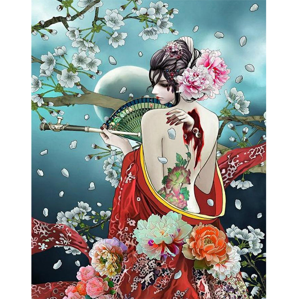 Japanese Geisha 40*50CM(Canvas) Full Round Drill Diamond Painting