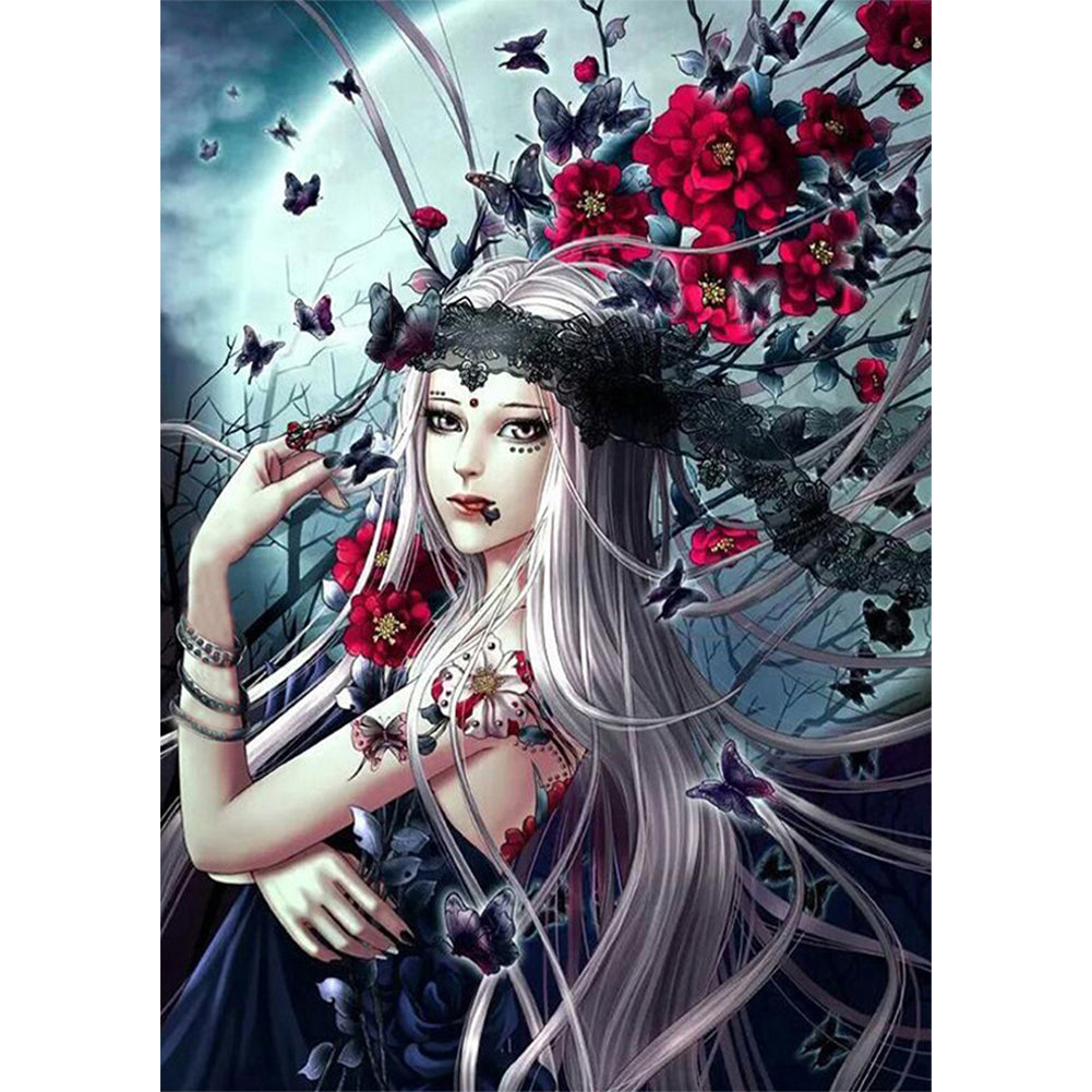 Illustration Girl 40*50CM(Canvas) Full Round Drill Diamond Painting