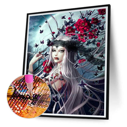 Illustration Girl 40*50CM(Canvas) Full Round Drill Diamond Painting