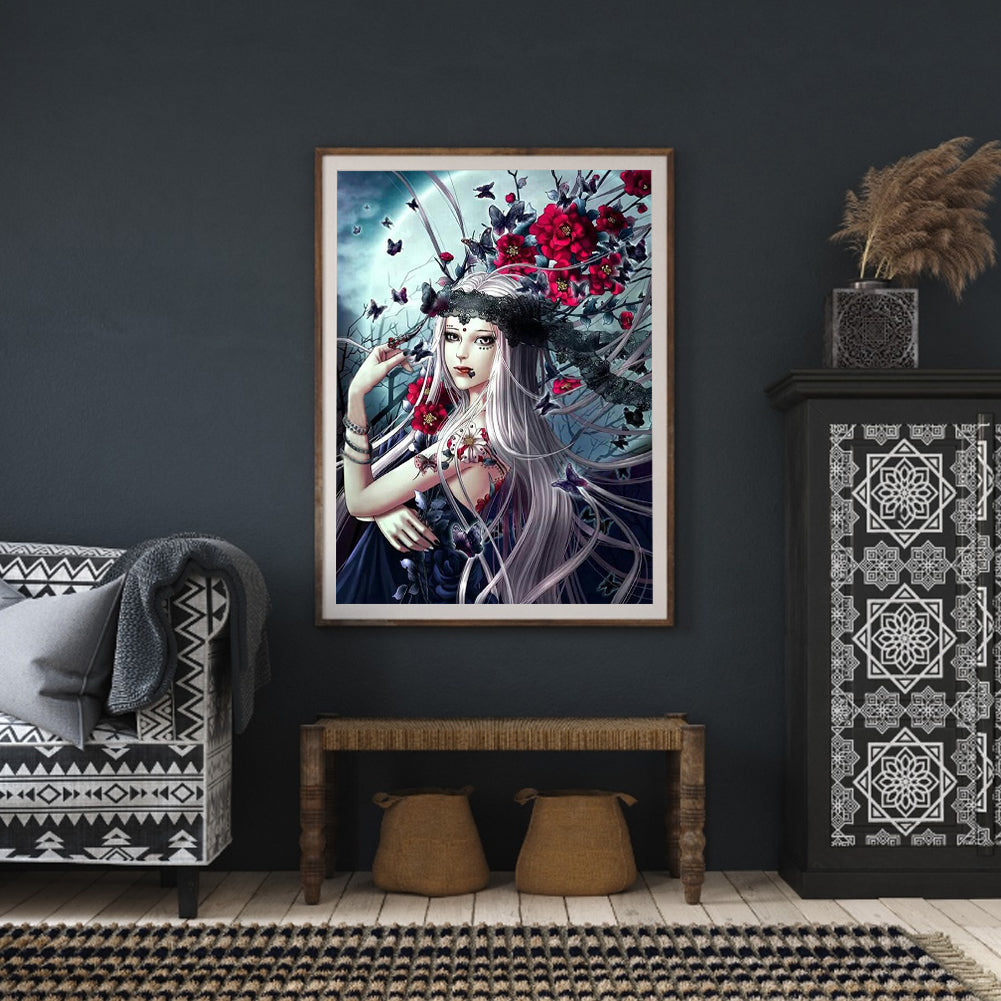 Illustration Girl 40*50CM(Canvas) Full Round Drill Diamond Painting