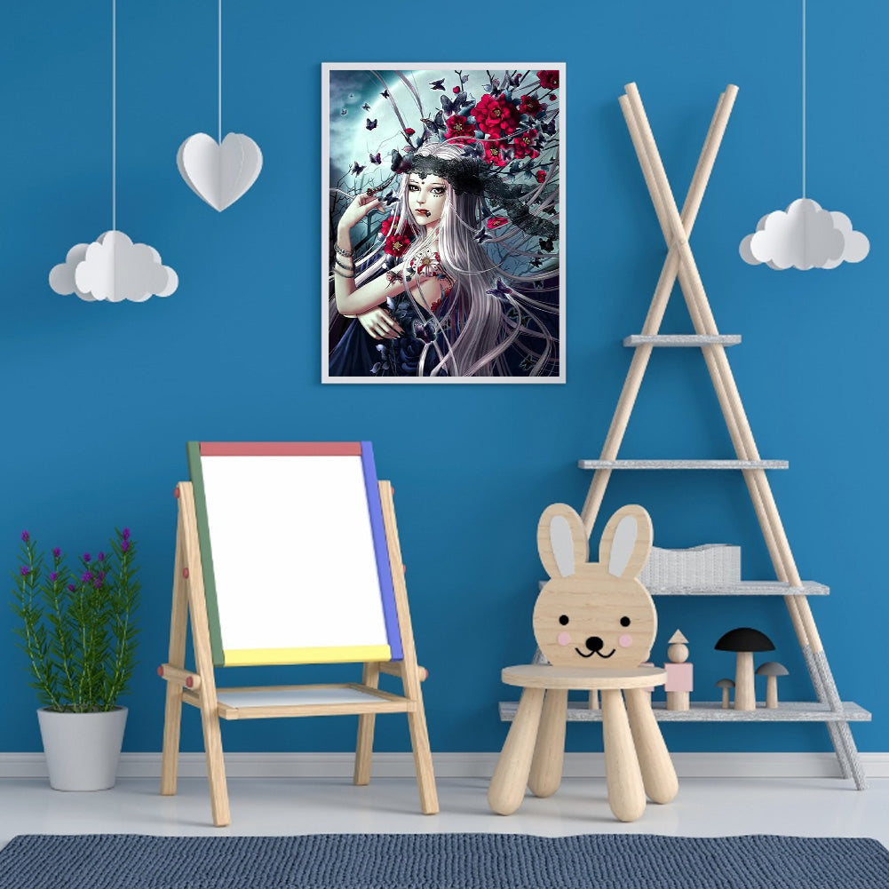 Illustration Girl 40*50CM(Canvas) Full Round Drill Diamond Painting