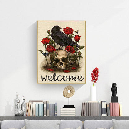 Skull And Rose Parrot - Full Square Drill Diamond Painting 40*50CM