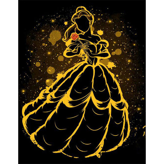 Beauty And The Beast Disney Princess Silhouette - Full Square Drill Diamond Painting 40*50CM