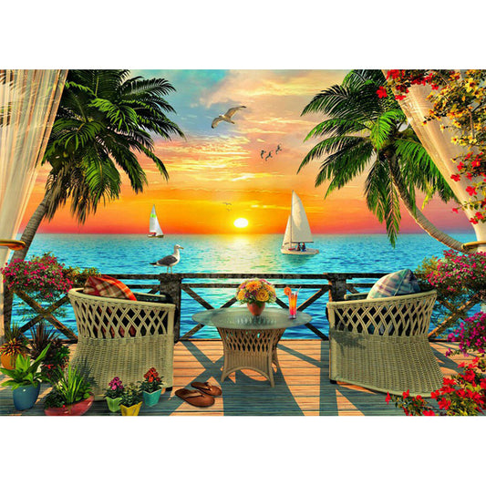 Sunset Seaside - Full Square Drill Diamond Painting 50*40CM