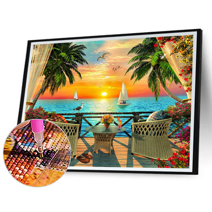 Sunset Seaside - Full Square Drill Diamond Painting 50*40CM