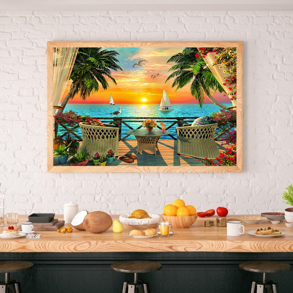 Sunset Beach - Full Square Drill Diamond Painting 50*40CM