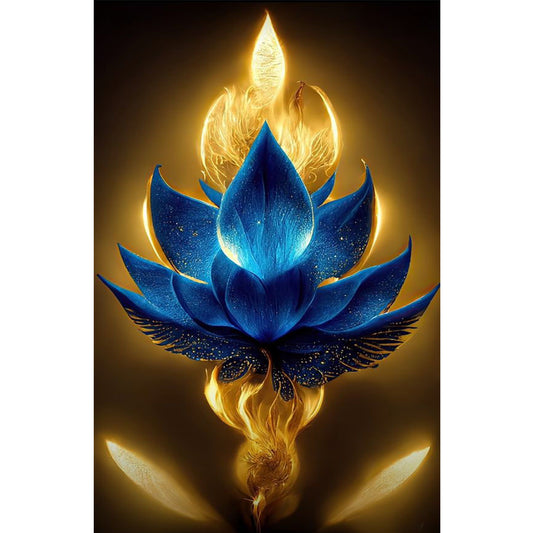 Blue Lotus - Full Round Drill Diamond Painting 40*70CM