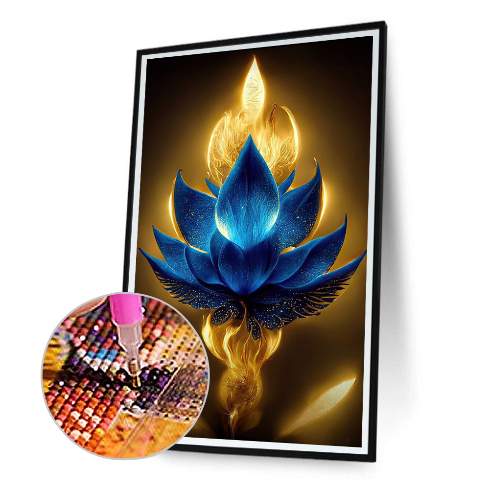 Blue Lotus 40*70CM(Canvas) Full Round Drill Diamond Painting