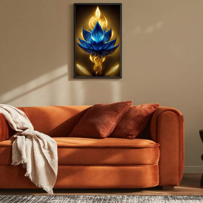 Blue Lotus - Full Round Drill Diamond Painting 40*70CM