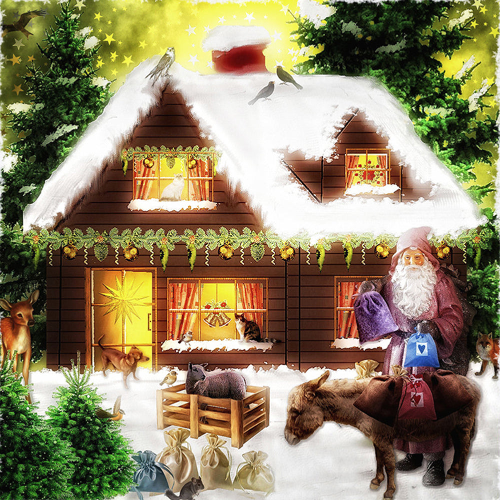 Snow Christmas Hut - Full Round Drill Diamond Painting 40*40CM