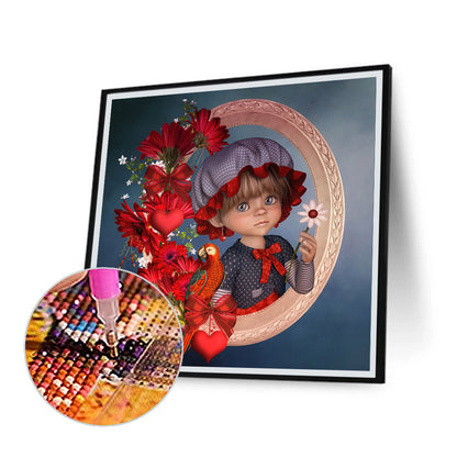 Cartoon Big Eyes Girl - Full Round Drill Diamond Painting 40*40CM