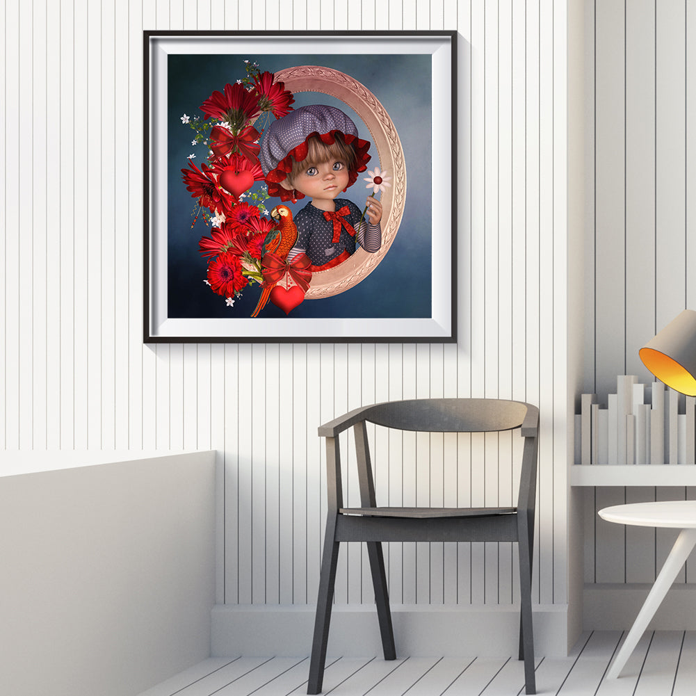 Cartoon Big Eyes Girl - Full Round Drill Diamond Painting 40*40CM