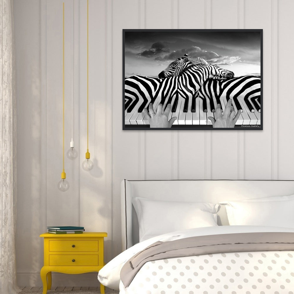 Piano Zebra - Full Round Drill Diamond Painting 40*30CM