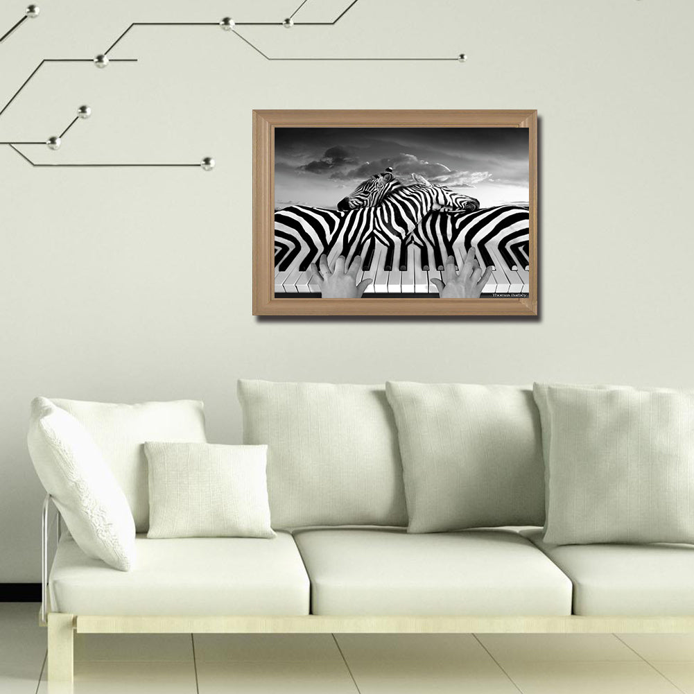 Piano Zebra - Full Round Drill Diamond Painting 40*30CM