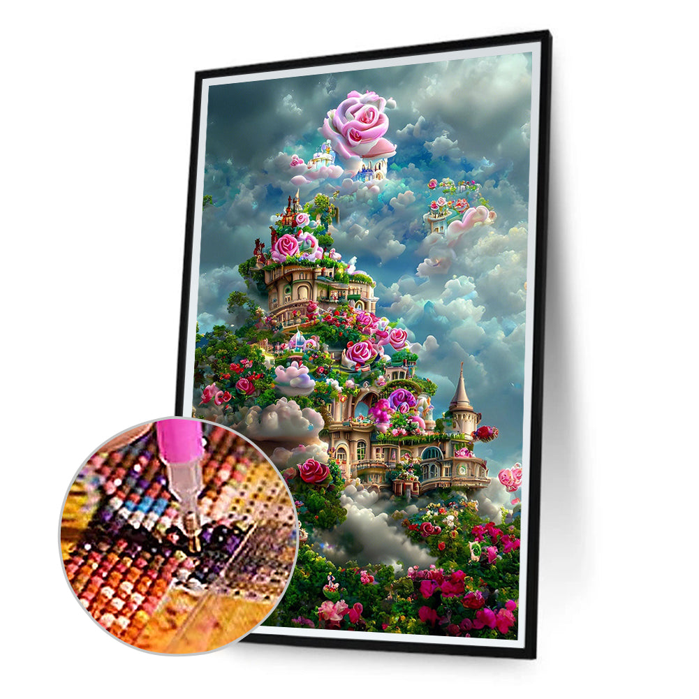 Dream Rose Castle - Full Round Drill Diamond Painting 40*60CM