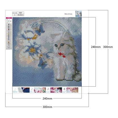 Flower Kitten - Full Square Drill Diamond Painting 30*30CM