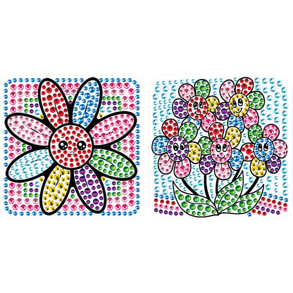 2pcs DIY Diamonds Painting Sticker Seven Color Flower Handmade for Child Gift