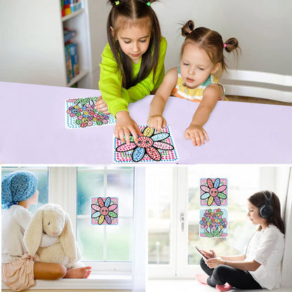 2pcs DIY Diamonds Painting Sticker Seven Color Flower Handmade for Child Gift