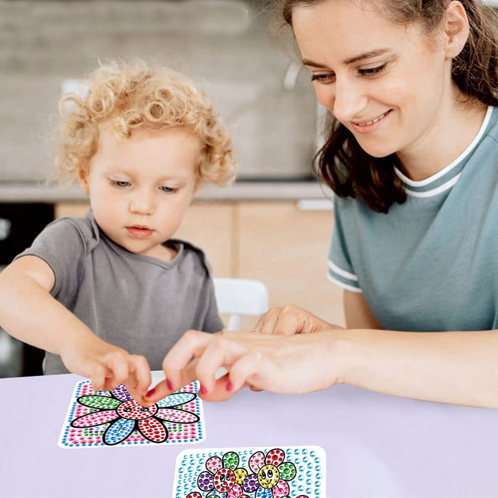 2pcs DIY Diamonds Painting Sticker Seven Color Flower Handmade for Child Gift