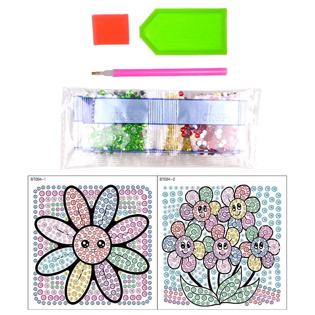 2pcs DIY Diamonds Painting Sticker Seven Color Flower Handmade for Child Gift