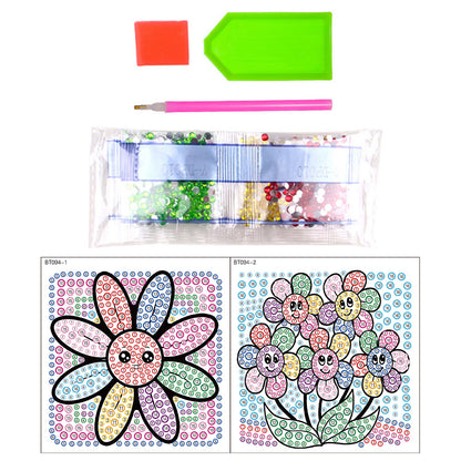 2pcs DIY Diamonds Painting Sticker Seven Color Flower Handmade for Child Gift