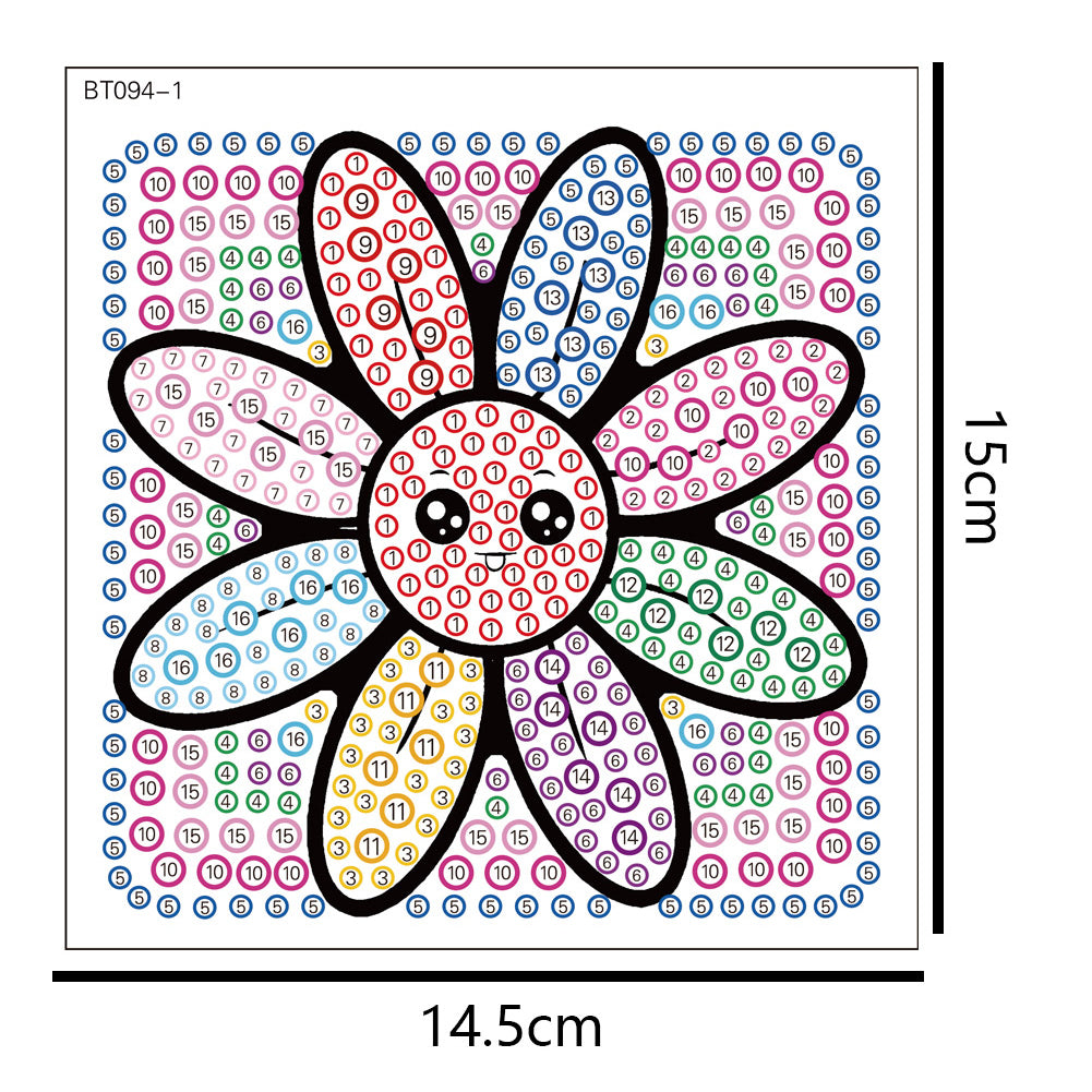 2pcs DIY Diamonds Painting Sticker Seven Color Flower Handmade for Child Gift