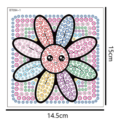2pcs DIY Diamonds Painting Sticker Seven Color Flower Handmade for Child Gift