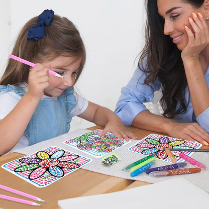 2pcs DIY Diamonds Painting Sticker Seven Color Flower Handmade for Child Gift