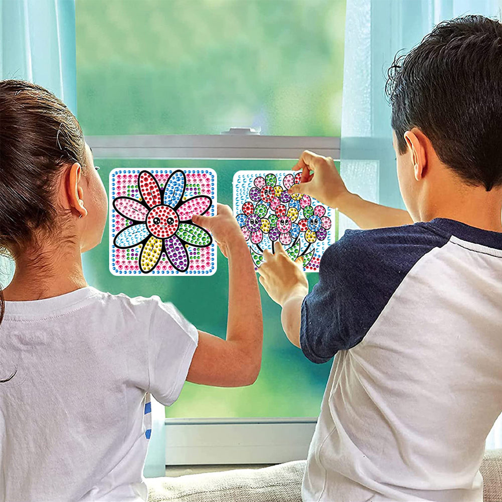 2pcs DIY Diamonds Painting Sticker Seven Color Flower Handmade for Child Gift