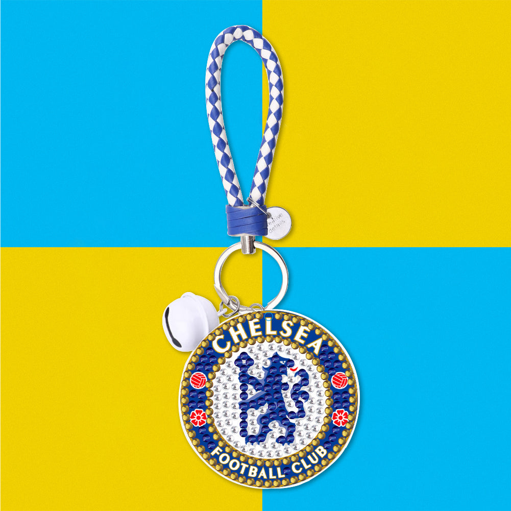 DIY Diamonds Painting Keychain Football Club Badge Round Drill Art Crafts Decor