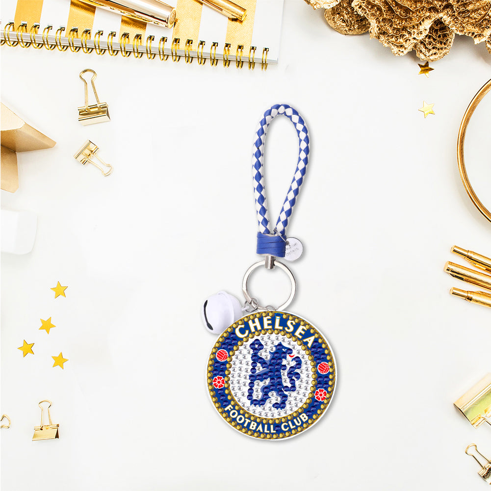 DIY Diamonds Painting Keychain Football Club Badge Round Drill Art Crafts Decor