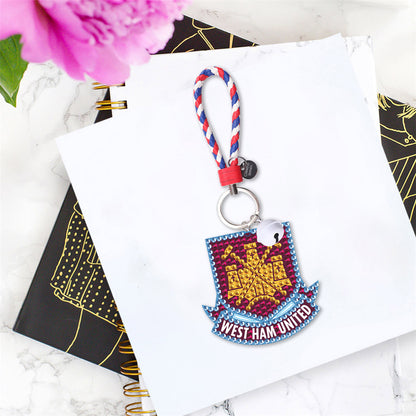 DIY Diamonds Painting Keychain Football Club Badge Round Drill Art Crafts Decor